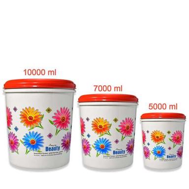 Multi Kitchen Airtight And Food Grade Plastic Floral Design Grocery Storage Container/Jar. Set Of 3Pcs - 5000Ml 7000Ml 10000Ml (2062)