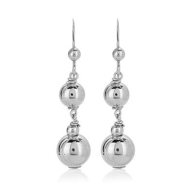 Fancy Graduating Beads Drop Silver Earrings Gender: Women