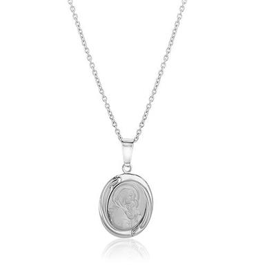 Virgin Mary And Child Medal Silver Pendant Necklace Gender: Women