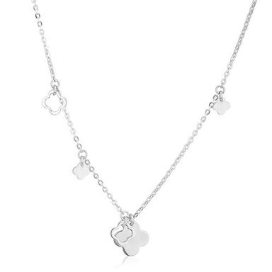 Open And Close Clover Flower Silver Necklace Size: Different Available