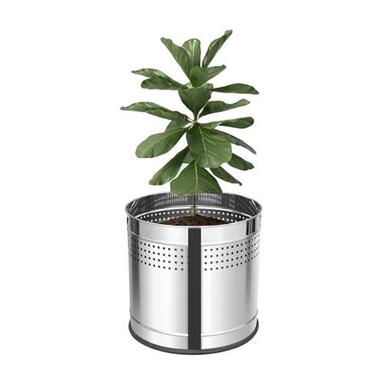Silver Round Shape Stainless Steel Planter Pots