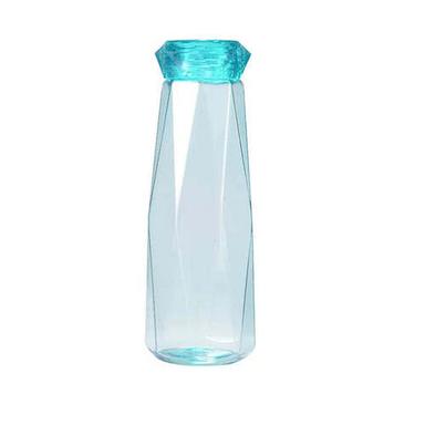  घर और रसोई के उपयोग के लिए दो वाटर ग्लास के साथ पारदर्शी ग्लास फ्रिज वॉटर बॉटल प्लास्टिक कैप (5213)
