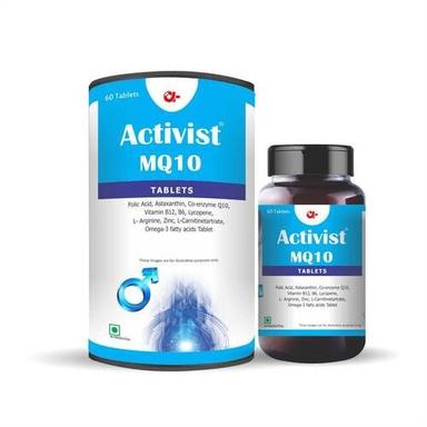 Activist Mq 10 Male Fertility Tablets 60 - Ingredients: Lepidium Meyenii | Vitamin B12 | Co-Enzyme Q10 | Lycopene | Zinc Sulphate | L- Carnitine | L- Tartrate | Astaxanthin | Dha | L- Arginine | L- Methylfolate Calcium | Pyridoxal A   5 A   Phosphate