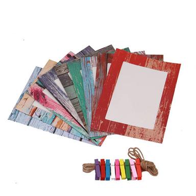 Rectangle Vintage Paper Photo Frames With Thread And Clips