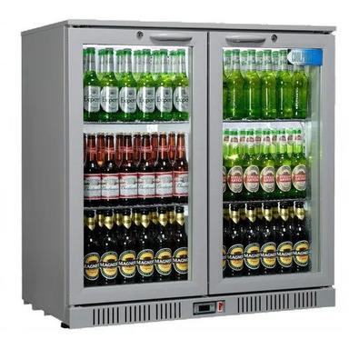 Gray 2 Door Commercial Bottle Refrigerator