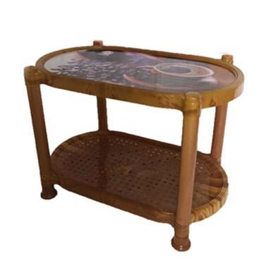 Brown Oval Printed Tea Table