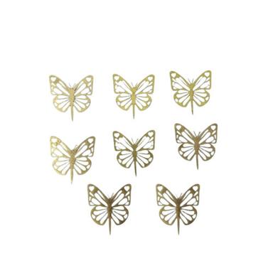 Golden Yorkker  Acrylic Butter Fly Cake Topper For Cake And Cupcake Decoration Set Of 8 Pcs