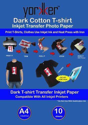 Dark T-Shirt Yorkker Lc T Shirt Light Cotton Inkjet Transfer Photo Paper Pack Of 10 Light Cotton