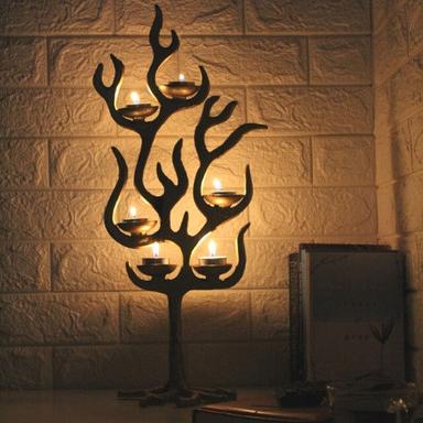 Copper Golden Tree Tea Light Candle Holder