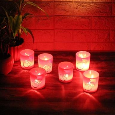 Red Christmas Glass Candle Holders