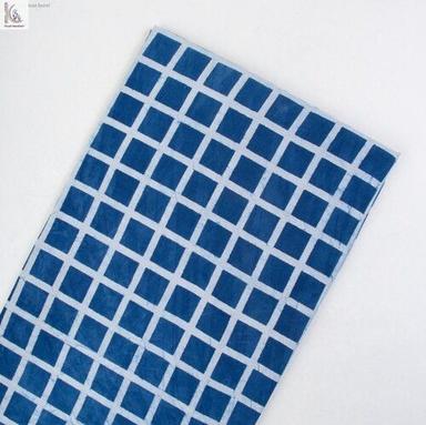Base Blue Color With White Lining Cotton Indigo Box Design Fabric