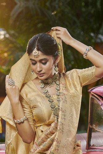 Gold Ladies Printed Silk Saree