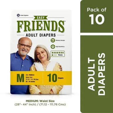 White Friends Easy Adult Diapers Medium Size Waist 28-44 Inch