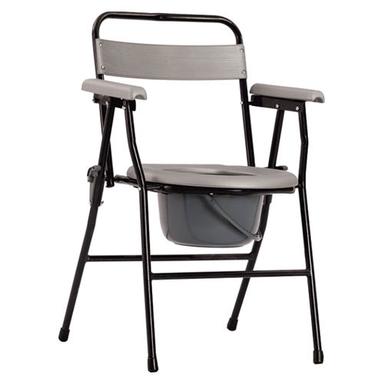COMMODE CHAIR FOLDING GREY