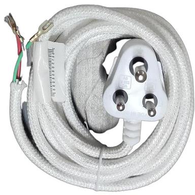 White 3 Pin Mains Cotton Power Cord