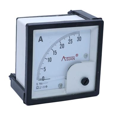 White Single Phase Analog Ampere Meter