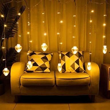 8 FEET 12 WISH HEART BALL STRING LED LIGHTS WITH COLOR BOX FOR HOME DECORATION DIWALI AND WEDDING LED CHRISTMAS LIGHT INDOOR AND OUTDOOR LIGHT FESTIVAL DECORATION (WISHING BALL WARM WHITE) 3387