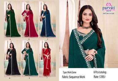 Georgette Chiffon Sequence Work Saree For Party Function