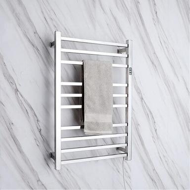 Silver Electric Heated Towel Rail Rack Square