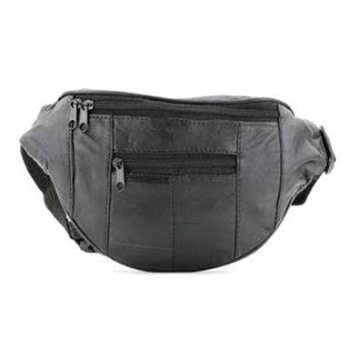 Black 3 Zipper Sheep Leather Waist Bags