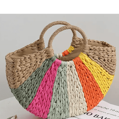 Multicolour Circle Straw Bag