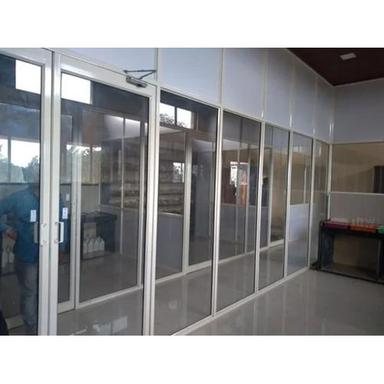 Easy To Clean Silver Aluminium Plain Glass Office Partition