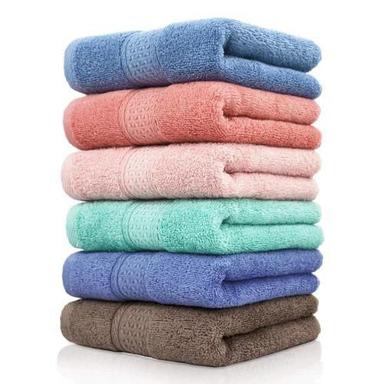 Multicolor Plain Cotton Terry Bath Towel