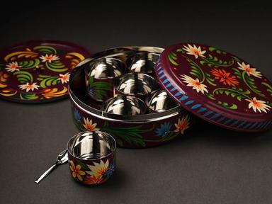 Hand Painted Enamelware Spice Box A70 - Color: Mehron