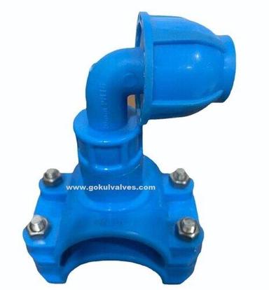 Blue Integrated Clamp Saddle With Inbuilt Flow Control Valve