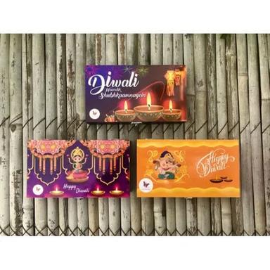 Rectangular 3 Assorted Designs Diwali Themed Chocolates In A Wooden Box