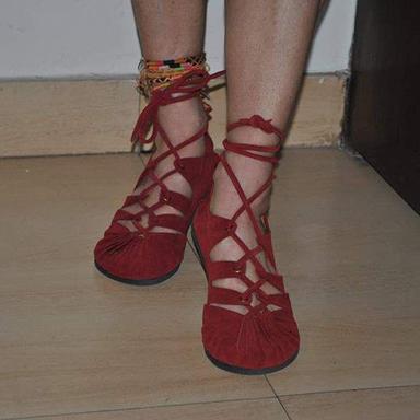 Red Ladies Ballerina Flats Sandal
