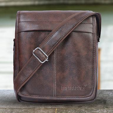 Different Available 11 X 3 X 9 Inch Brown Pu Leather Shoulder Office Travel Bag