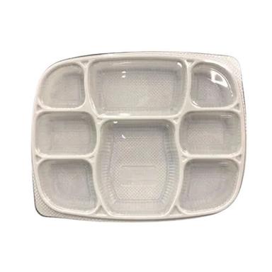 White 8 Cp Plastic Disposable Food Tray