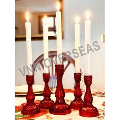 Metal Red Glass Candle Stand