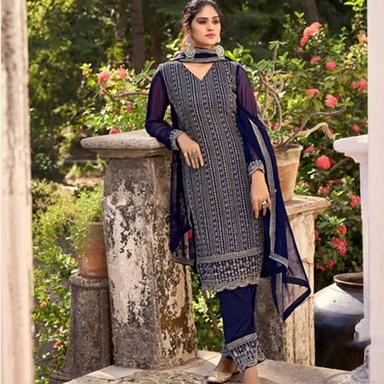 Indian Blue Party Wear Silk Palazzo Suit