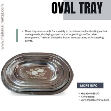 Silver Stainless Steel Oval Serving Tray