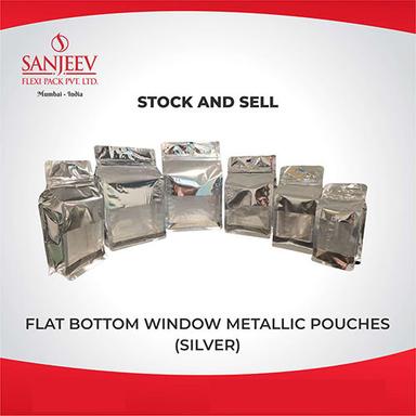 Different Colours Available Silver Flat Bottom Window Metallic Pouch
