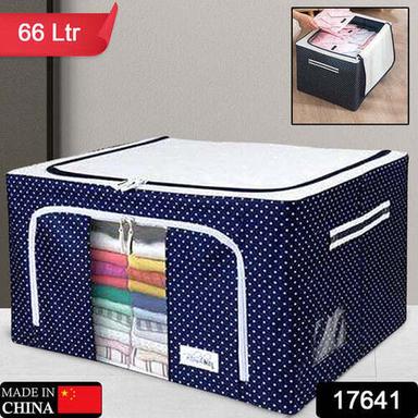 FOLDABLE STEEL FRAME CLOTHES LIVING STORAGE ORGANIZER HANDLED BAG BOX