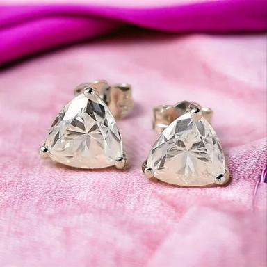 Moissanite Stud Earrings In Sterling Silver Trillion Solitaire Stud Gender: Women