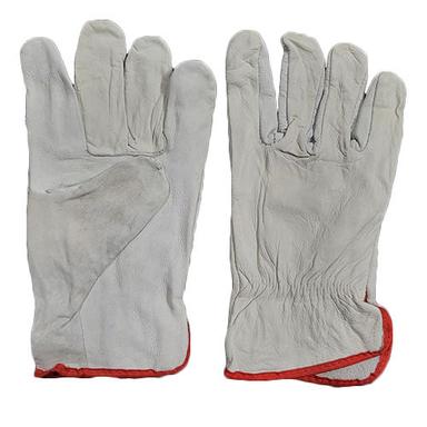 White Driving Leather Hand Gloves