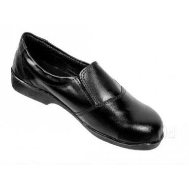 Synthetic Leather Ladies Slip On Safety Shoes - Color: Black