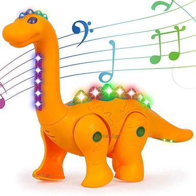 Orange Jurassic Park Dinosaur Toy Pet Walking With Light And Music Dinosaur
