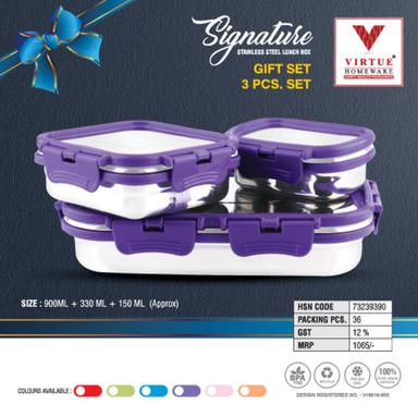 SIGNATURE VIRTUE HOMEWARE STAINLESS STEEL GIFT SET LUNCH BOX