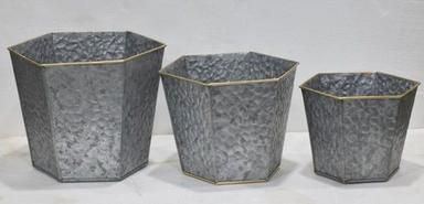 Galvanised Hexagonal Planter Set