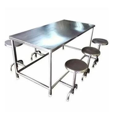Silver Fixed Chair Stainless Steel Dining Table