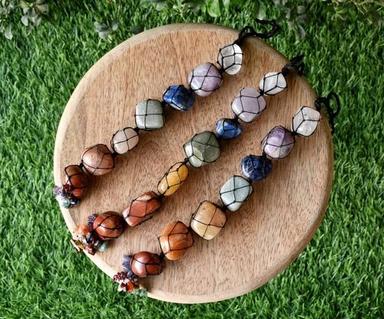 7 Chakra Tumbled Stone Car Hanger With Chips Tassel, Healing Crystals