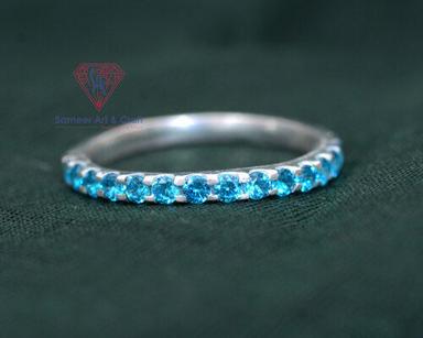 925 Sterling Silver Blue Topaz Swarovski Gemstone Silver Plated Ring