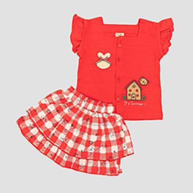 Red Baby Girls Top Skirt Set Age Group: Upto 5 Years
