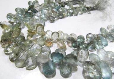 Natural Moss Aquamarine Pear Shape Faceted 6x9mm to 7x11mm Strand 9'' long