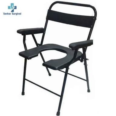 Black Steel Folding Commode Chair